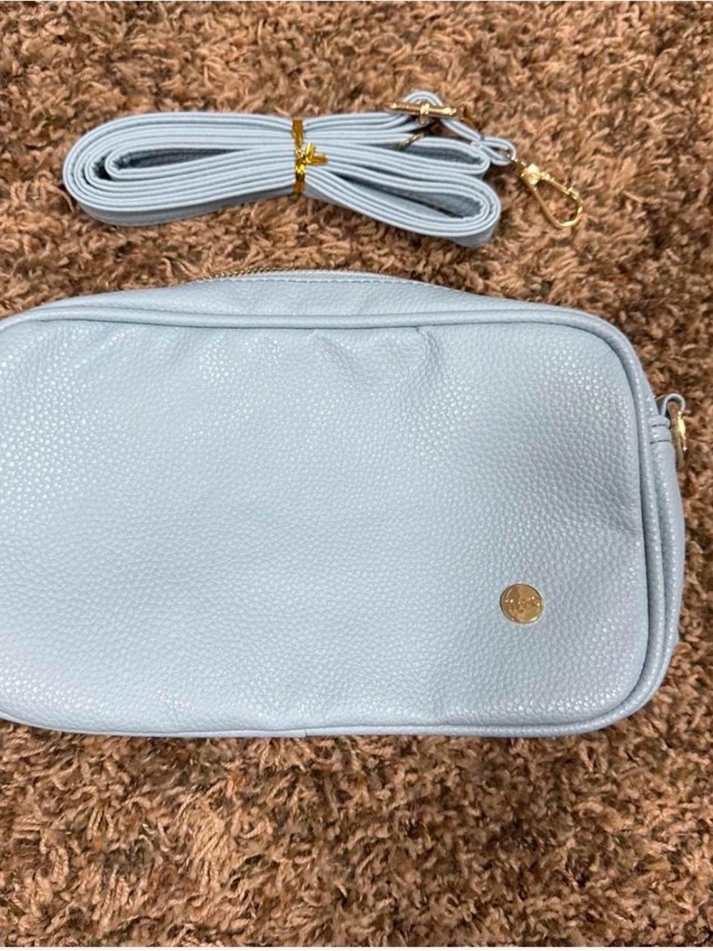 Modern Chic Light Blue Pebbled Crossbody Bag with Detachable Strap New Cottage